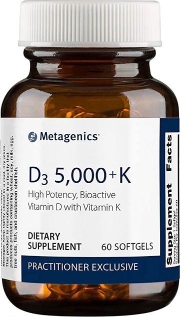 D3 5000 + K: Vitamin D and Vitamin K - Non-GMO and Gluten-Free, 60 Softgels 