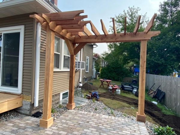 L shaped pergola