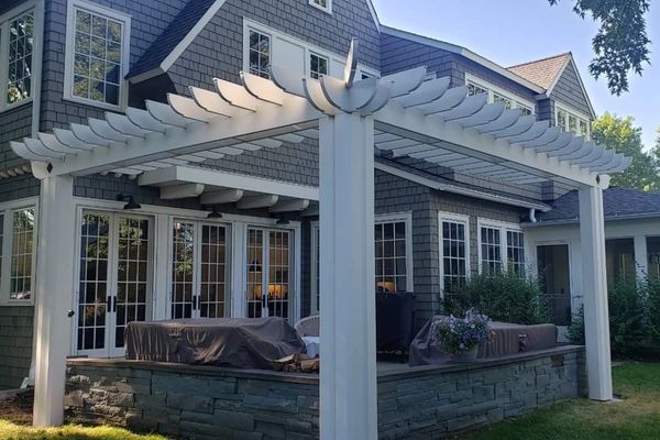 White Pergola, cedar pergola, traditional style