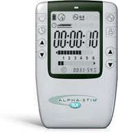 Alpha-Stim unit close up with buttons and features
