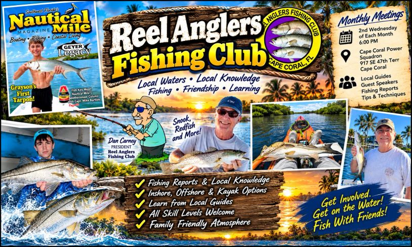 Reel Anglers Fishing Club promoting local fishing knowledge and friendly atmosphere in Cape Coral, FL.