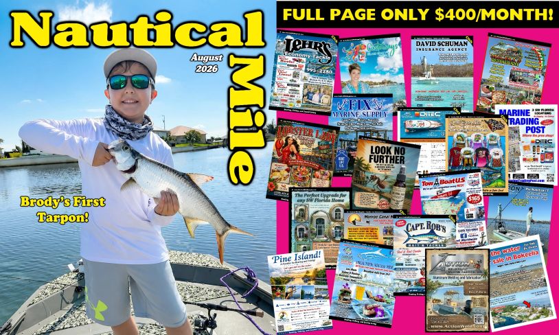 Boy holding his first tarpon on the cover of Nautical Mile magazine.