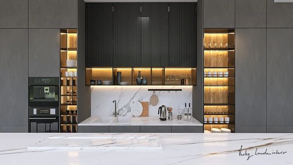 Luxury high end kitchen, designed by interior designer Vicky Lavda