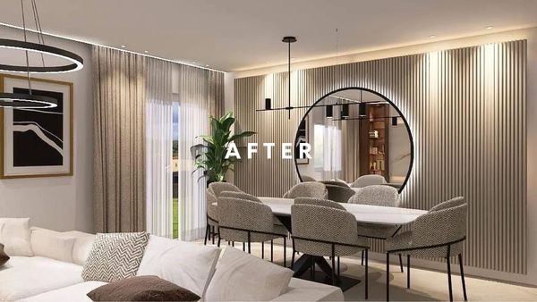 Results after the interior, modern contemporary dining area.