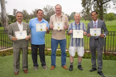 Photo of 5 members receiving LeTip long-standing certificates