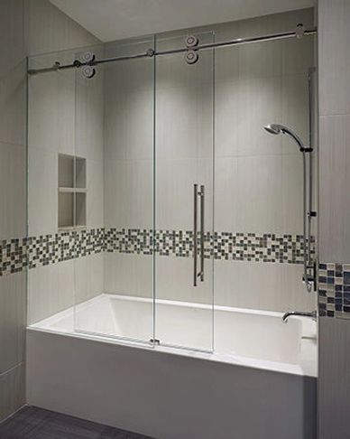 custom roller bypass sliding shower door