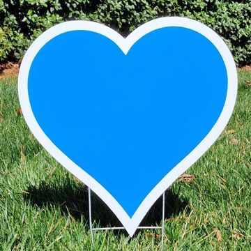 18" blue heart, yard card rental, It's a boy yard card sign rental Raleigh