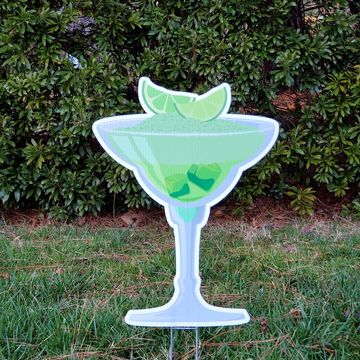 Custom yard card: a glass of margarita with lime on top Party yard card, lawn greeting Raleigh