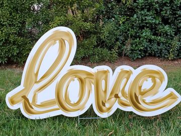 Love Gold Foil Balloon yard sign, love sign for yard, valentines yard signs, Valentine yard greeting