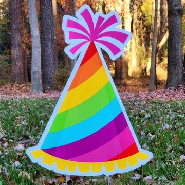 Yard card: Girl party hat for yard card, Birthday yard sign party hat, girl birthday party hat