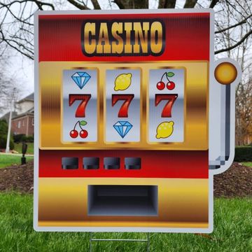 "Slot machine" yard card, casino party yard sign, slots yard card, party yard sign Raleigh