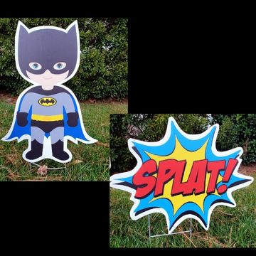 "Bat boy super hero" yard card, super hero birthday yard sign, Big hero yard  cards Raleigh NC