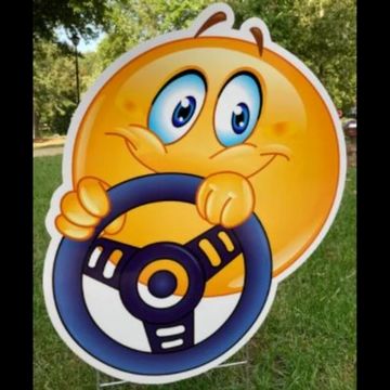 Large "yellow driving emoji" yard card, yard greeting, Sweet 16 yard signs, happy birthday yard sign