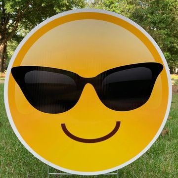"sunglass emoji" yard sign, birthday yard sign, happy birthday yard art,  happy birthday lawn sign