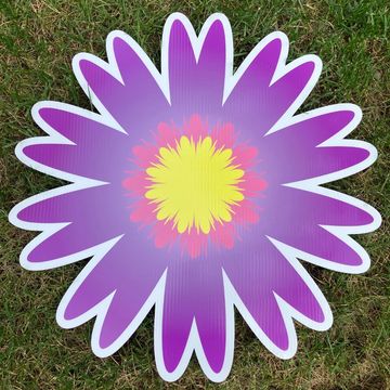 purple flower Mother's Day lawn sign, Anniversary Yard signs, 24" purple colorful flower