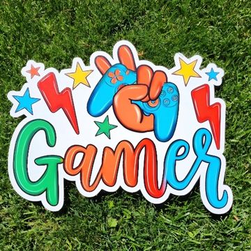 gamer graphic for boy party yard card
