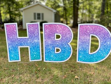 Pastel Ombre happy birthday yard sign, girl happy birthday yard card, yard card rental Cary