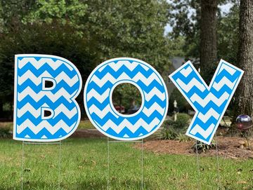 Blue and white BOY yard card, baby shower yard greeting, gender reveal yard card signs, It's a boy