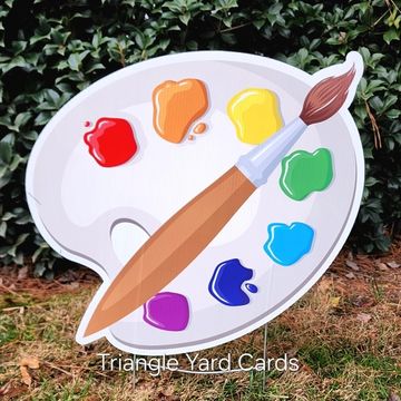 "Paint Palette" yard card, art lover yard sign, birthday art lawn sign, art lawn greeting Cary, NC