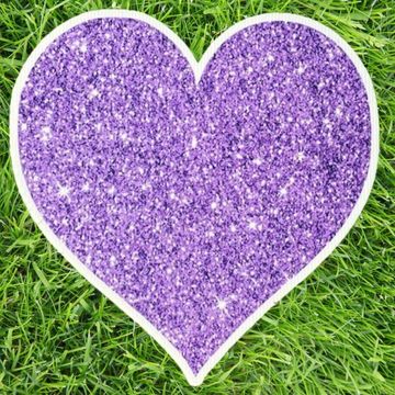 lavender glitter heart yard sign, purple heart yard card