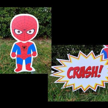 "Spider boy super hero" yard card, super hero birthday yard sign, Big hero yard  cards Raleigh NC