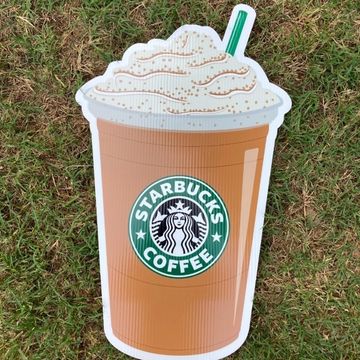 "Starbucks coffee cup" yard card, yard greetings, happy birthday yard signs, yard card rental Apex