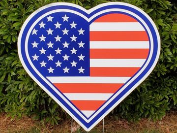 American flag heart yard signs