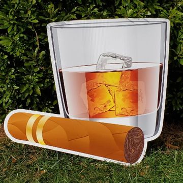 "Father's day" yard sign, adult birthday yard sign, retirement yard sign, alcoholic drink and cigar
