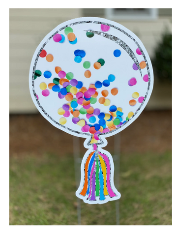 Confetti balloons for birthday yard cards