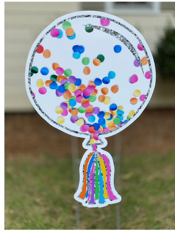 Confetti balloons for birthday yard cards