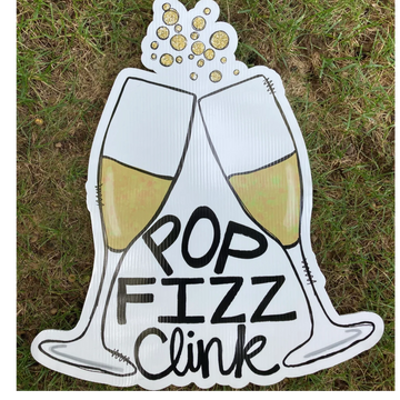 Custom yard card: champagne flutes yard card, yard greeting, birthday yard sign,  wedding yard signs