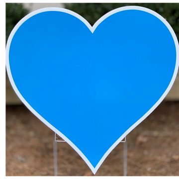 Large light blue heart baby shower yard card, birthday yard sign