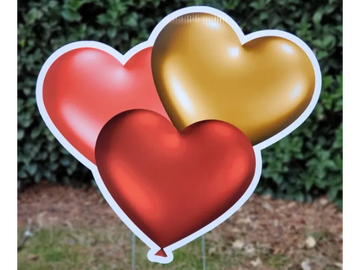 Three heart balloons yard card sign