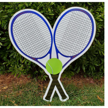 Tennis rackets and ball yard card, Sports yard sign rental, tennis yard sign, birthday yard card