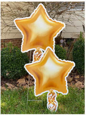 Mylar star balloon yard signs for birthdays