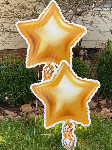 Mylar star balloon yard signs for birthdays