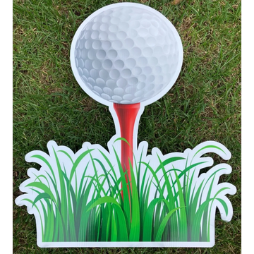 "Golf" ball on tee yard card, yard greeting, happy birthday yard sign, sports yard cards, golf sign