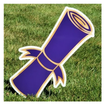 Purple and Gold Graduation Diploma congrats grad yard card grad yard greeting grad lawn sign