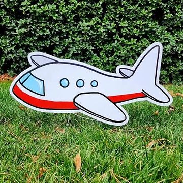 Airplane yard card, travelling yard card, happy birthday yard greeting rental, pilot yard card