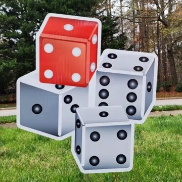 "Dice yard card", casino party yard sign,  yard card, party yard sign Raleigh, game night yard card