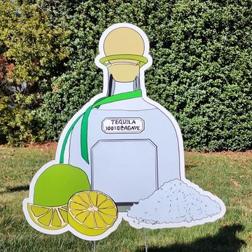 Tequila bottle with lime 21st birthday yard card greeting party yard card