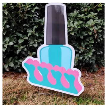 Nail polish yard card, girl birthday yard card rental Raleigh, birthday lawn greeting cary