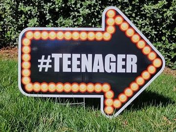 teenager yard card marquee, birthday yard card rental Raleigh, birthday lawn greeting cary