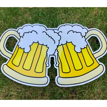 "Beer mugs" cheers yard card Raleigh, birthday yard sign, Party yard card Cary NC