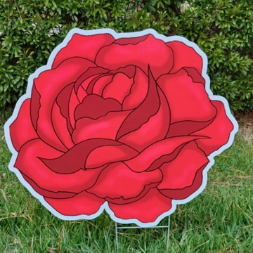 22" Red rose anniversary yard card Big colorful flowers for Mother's Day lawn sign