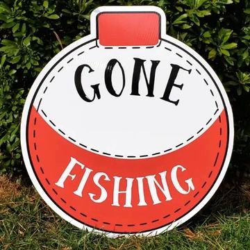 Gone fishing yard cards, father's day yard cards, birthday yard sign for dad, retirement yard signs