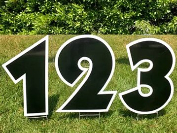 Black yard card numbers, birthday yard card, yard card rentals, yard sign rental, yard cards near me