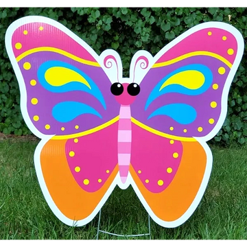 Big "colorful butterfly" yard card, animal yard sign, big colorful girl birthday yard sign Raleigh