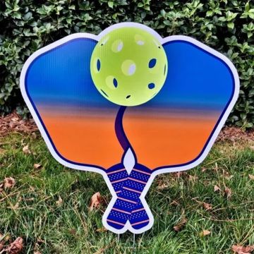 yard card pickleball and paddles, happy birthday yard cards rental