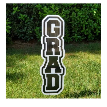 GRAD Graduation yard cards near me, grad yard greetings, graduation yard sign, Retirement Yard sign